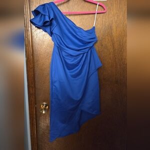 SHEIN Cobalt Blue Asymmetrical One-Shoulder Dress